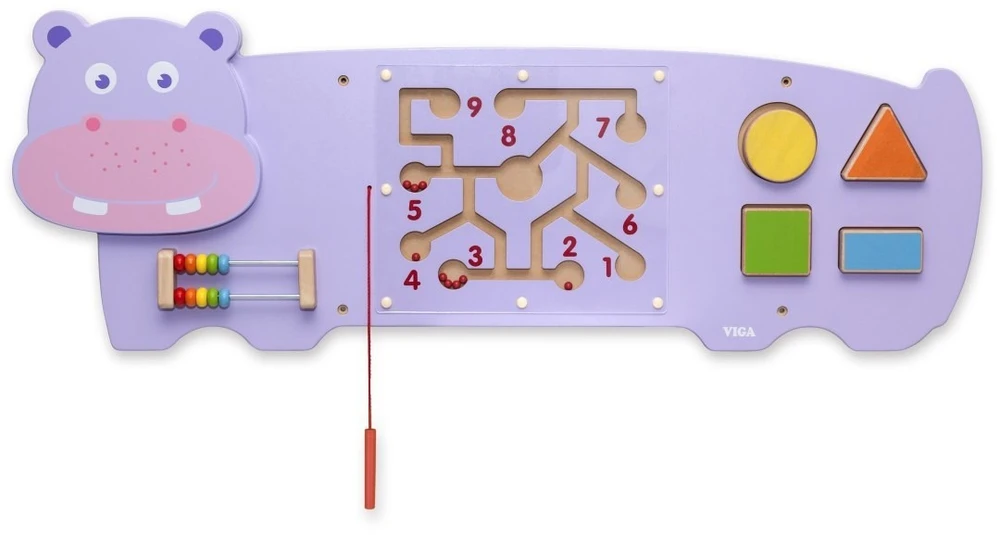 Sensorinė manipuliavimo lenta Viga Toys, hipopotamo forma