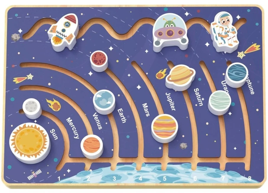 Tooky Toys Edukacinė lenta Tooky Toy, kosminis labirintas