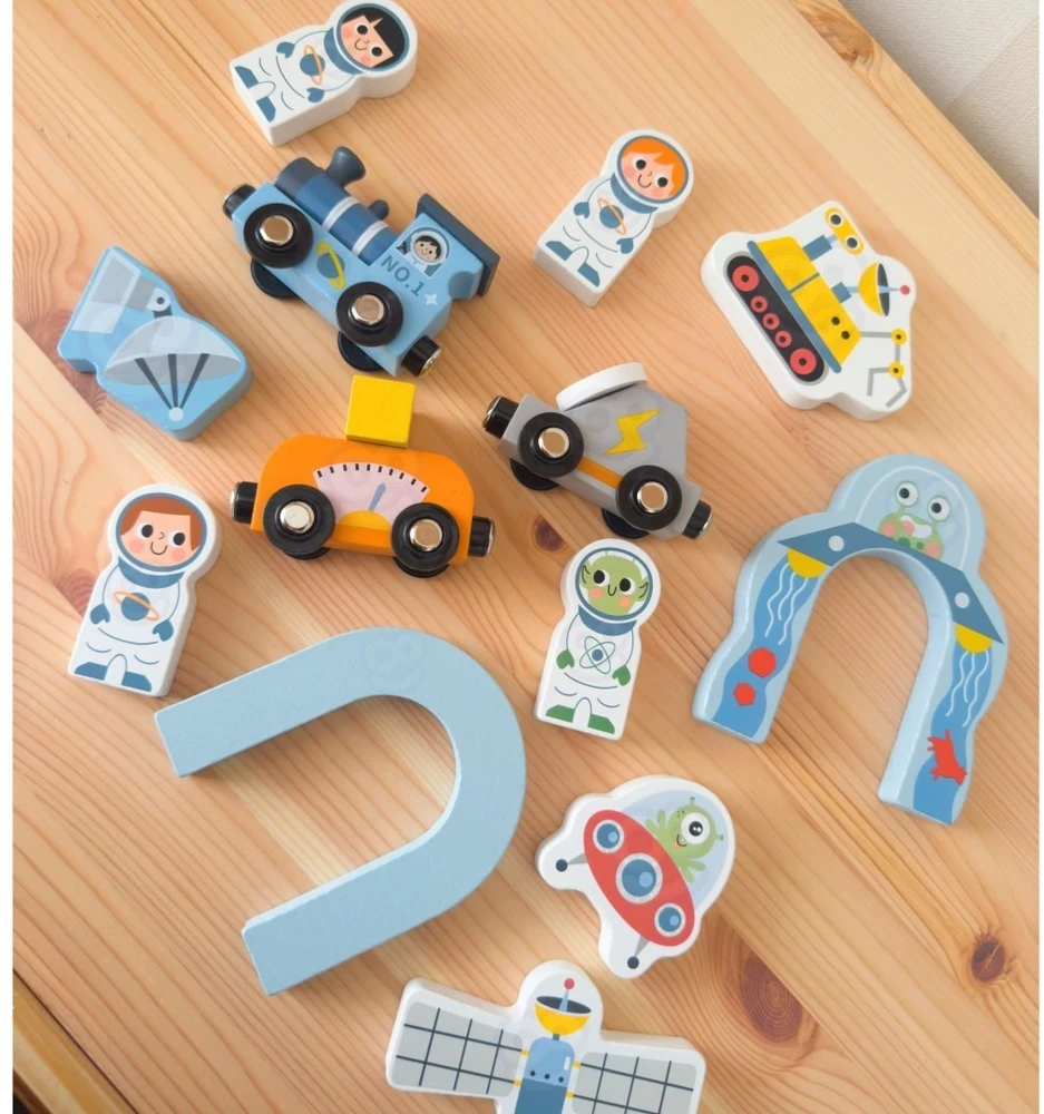 Tooky Toys Medinis traukinių rinkinys Tooky Toy, kosminė raketa