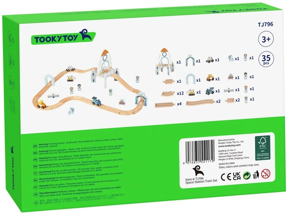 Tooky Toys Medinis traukinių rinkinys Tooky Toy, kosminė raketa