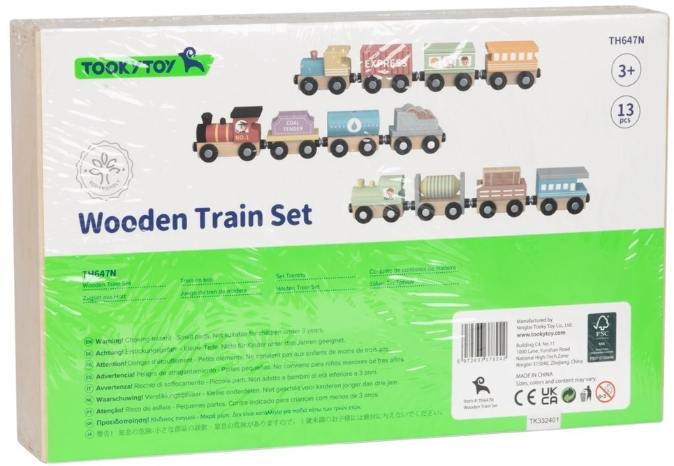 Tooky Toys Žaislas traukinys TOOKY TOY, magnetiniai vežimėliai
