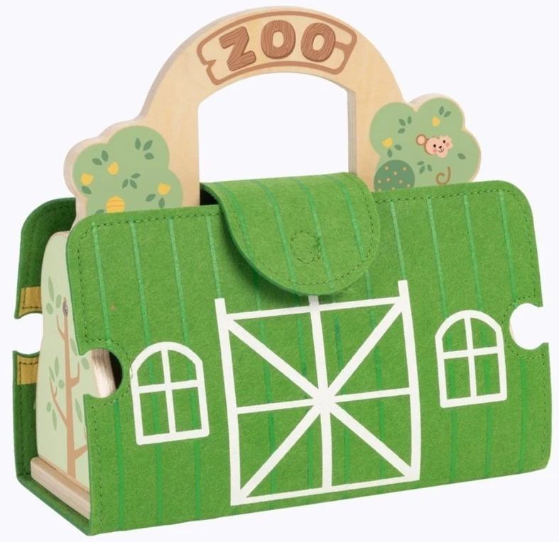 Tooky Toys Žaislas zoologijos sodas Tooky Toy, su mediniu lagaminu