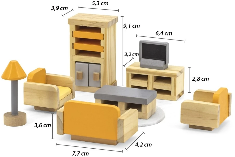 Viga Toys Baldų komplektas lėlių nameliui Viga, 5 kambariai