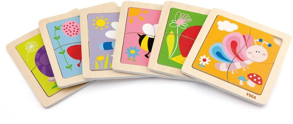 Viga Toys Dėlionė medinė Viga, 12 lentelių