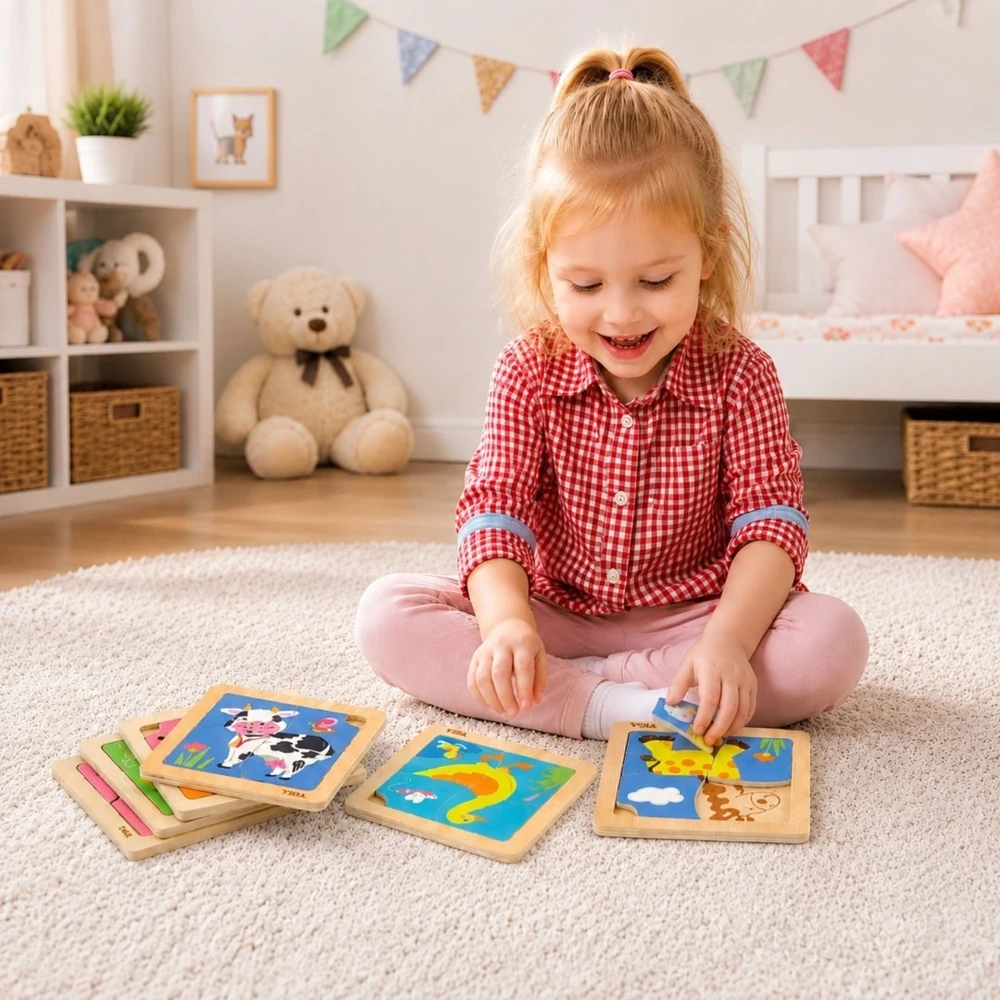 Viga Toys Dėlionė medinė Viga, 12 lentelių