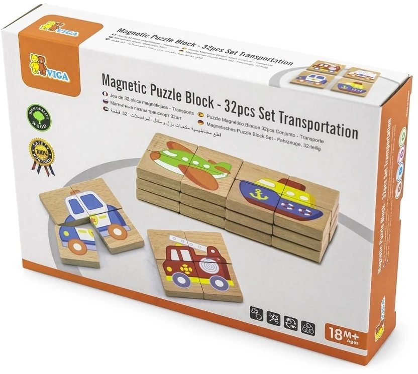 Viga Toys Dėlionė medinė Viga, magnetinė