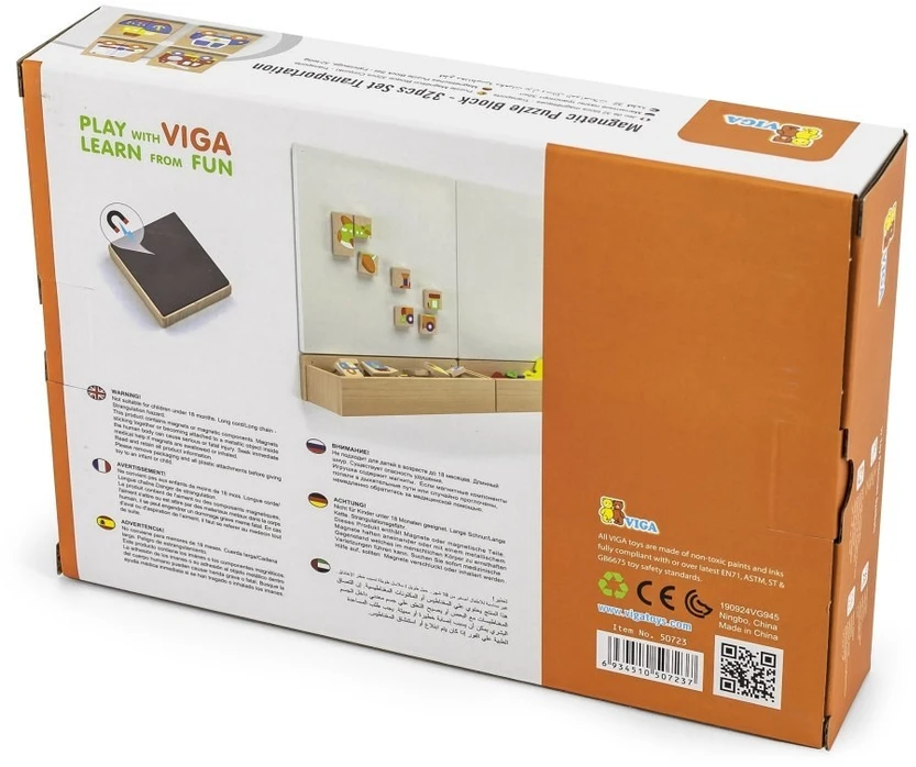 Viga Toys Dėlionė medinė Viga, magnetinė