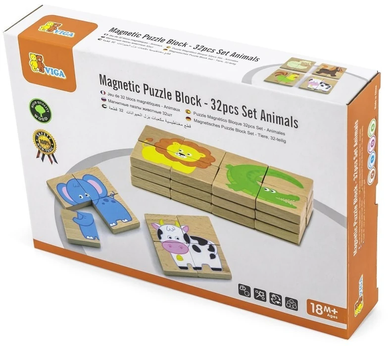 Viga Toys Dėlionė vaikams Viga, 32 magnetinės dalys
