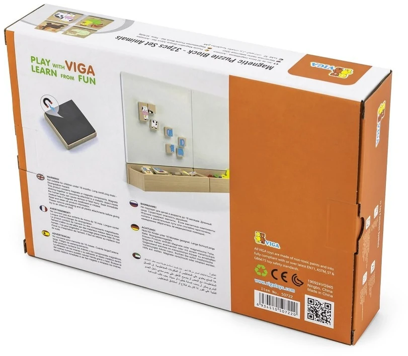 Viga Toys Dėlionė vaikams Viga, 32 magnetinės dalys