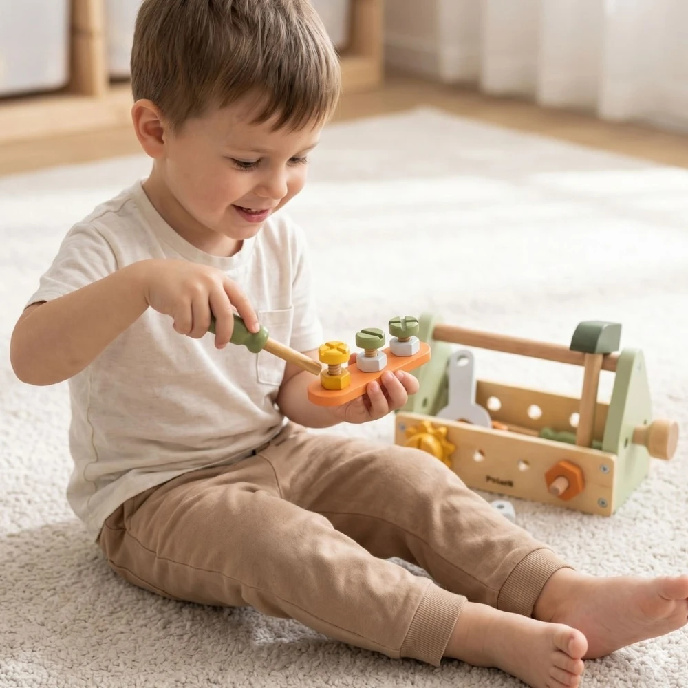 Viga Toys Įrankių dėžė Viga, natūralaus buko mediena