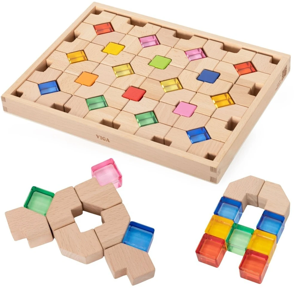 Viga Toys Konstravimo kaladėlės VIGA, 66 elementai