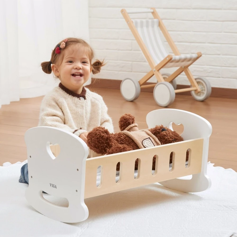 Viga Toys Lėlių lopšinė Viga, medinė
