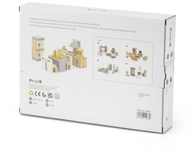 Viga Toys Lėlių namelio baldų komplektas Viga, aukštos kokybės medžiagos