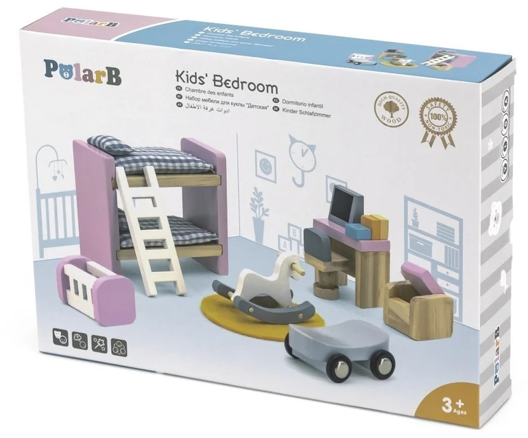 Viga Toys Lėlių namelio baldų komplektas Viga, 5 kambariai