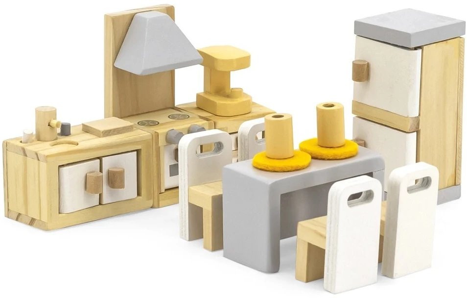 Viga Toys Lėlių namelio baldų komplektas Viga, aukštos kokybės medžiagos