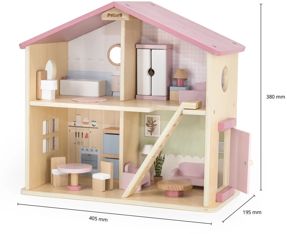 Viga Toys Lėlių namelis Viga, medinis
