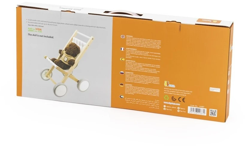 Viga Toys Lėlių vežimėlis VIGA, iš buko medienos