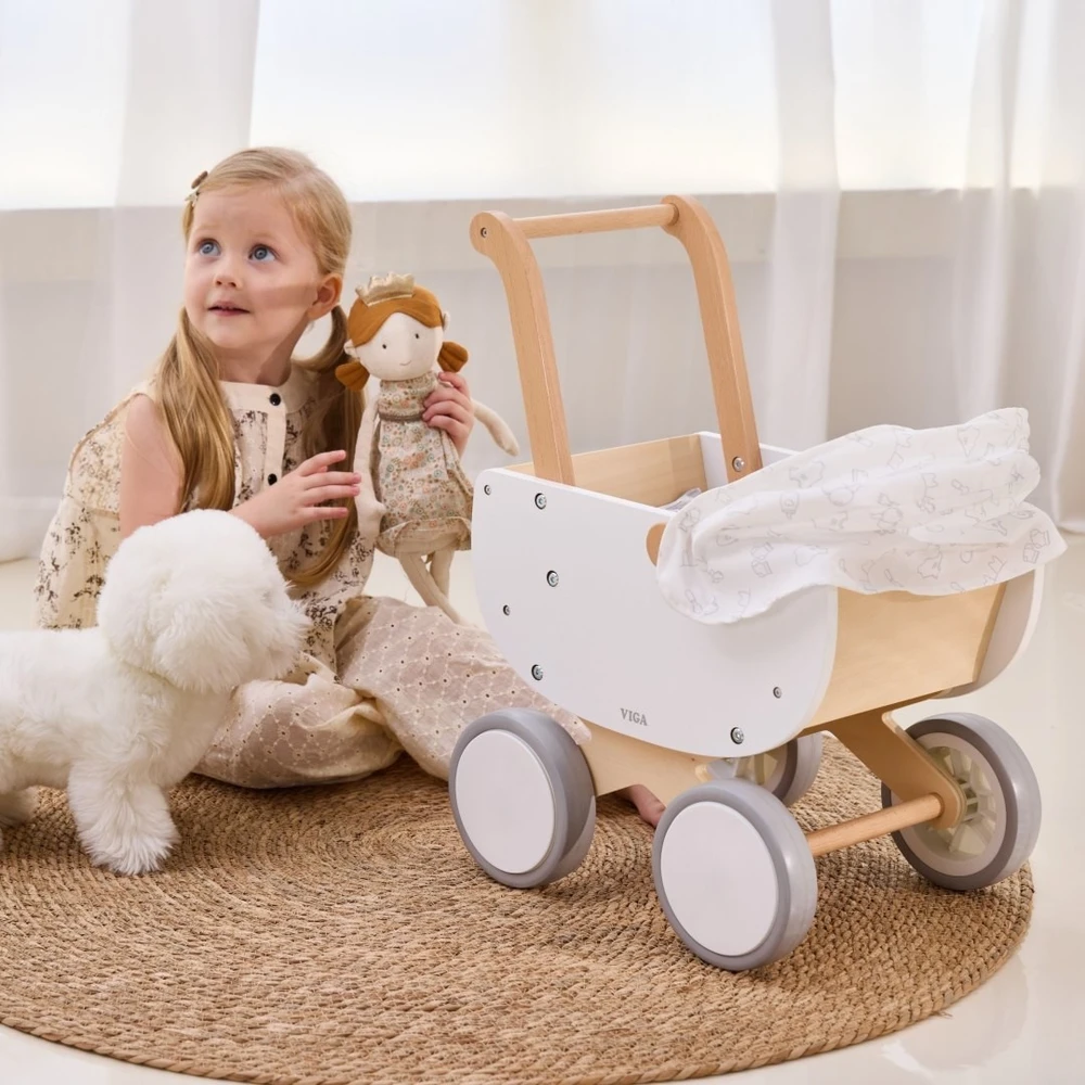 Viga Toys Lėlių vežimėlis Viga, neslystantys ratukai