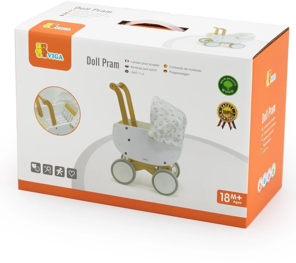 Viga Toys Lėlių vežimėlis Viga, neslystantys ratukai