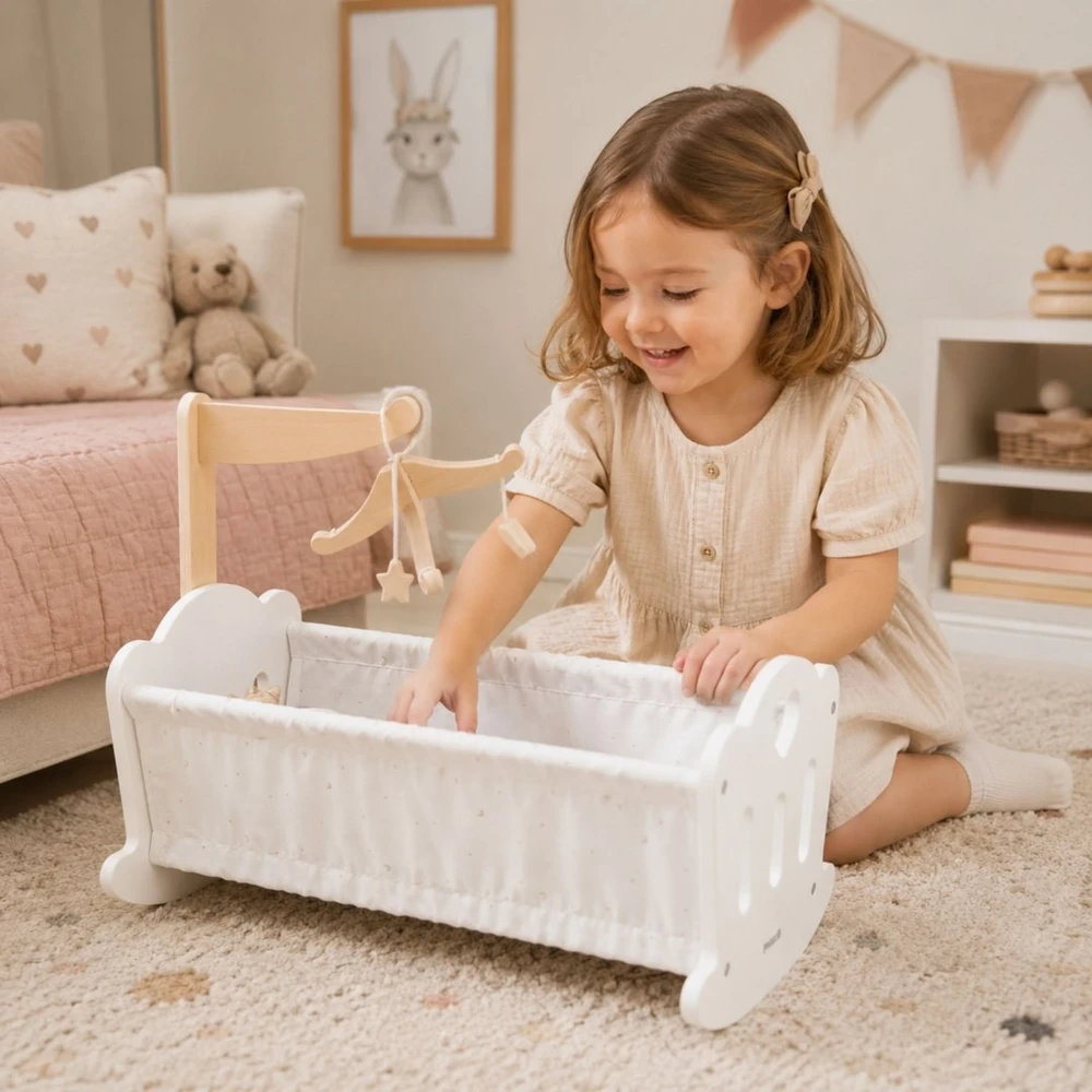 Viga Toys Medinė lopšinė Viga, tinka lėlėms iki 38 cm