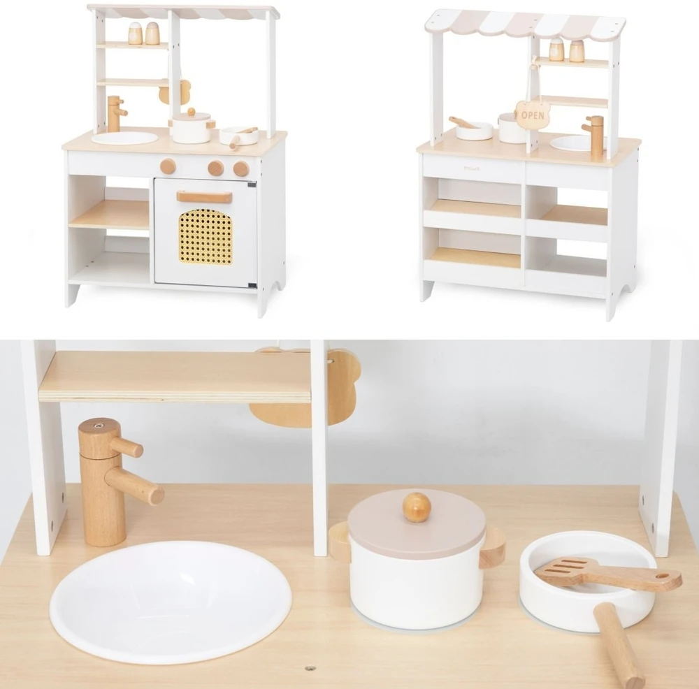Viga Toys Medinė virtuvė-parduotuvė VIGA PolarB, 2 viename