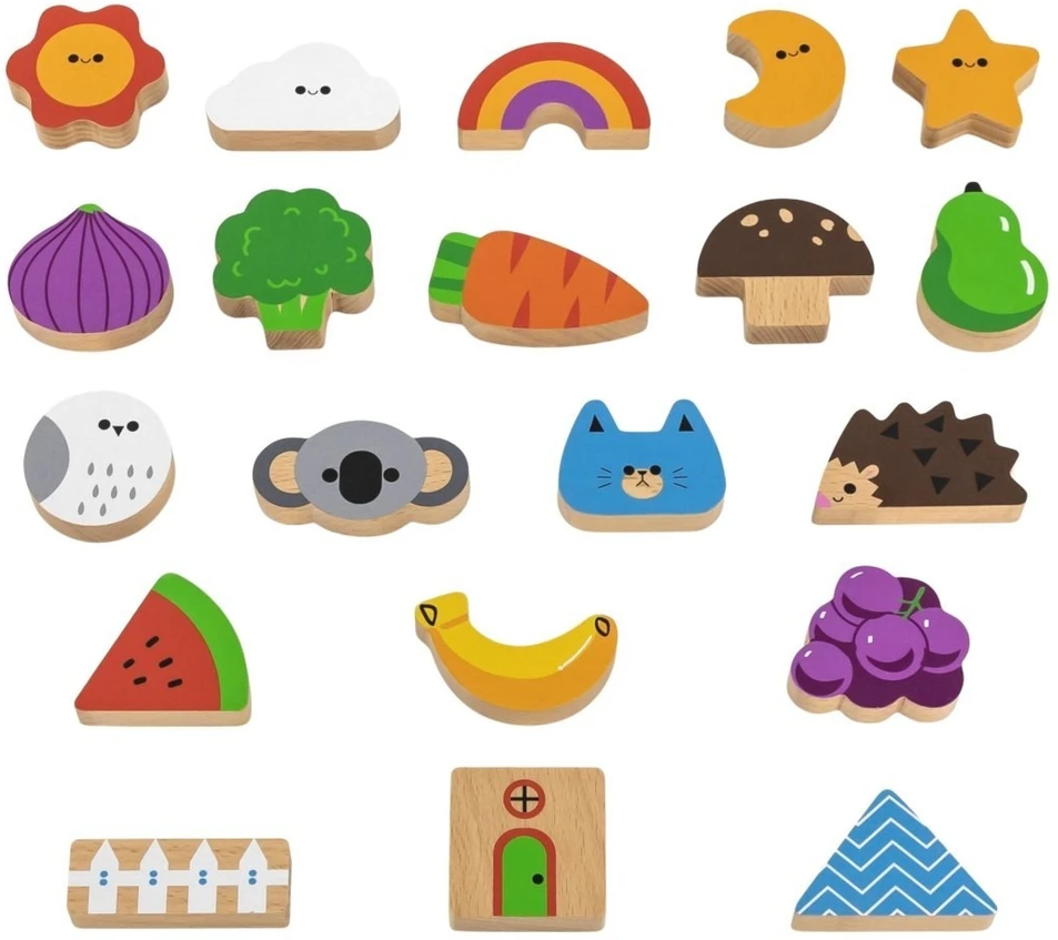 Viga Toys Medinės kaladėlės Viga, 20 elementų
