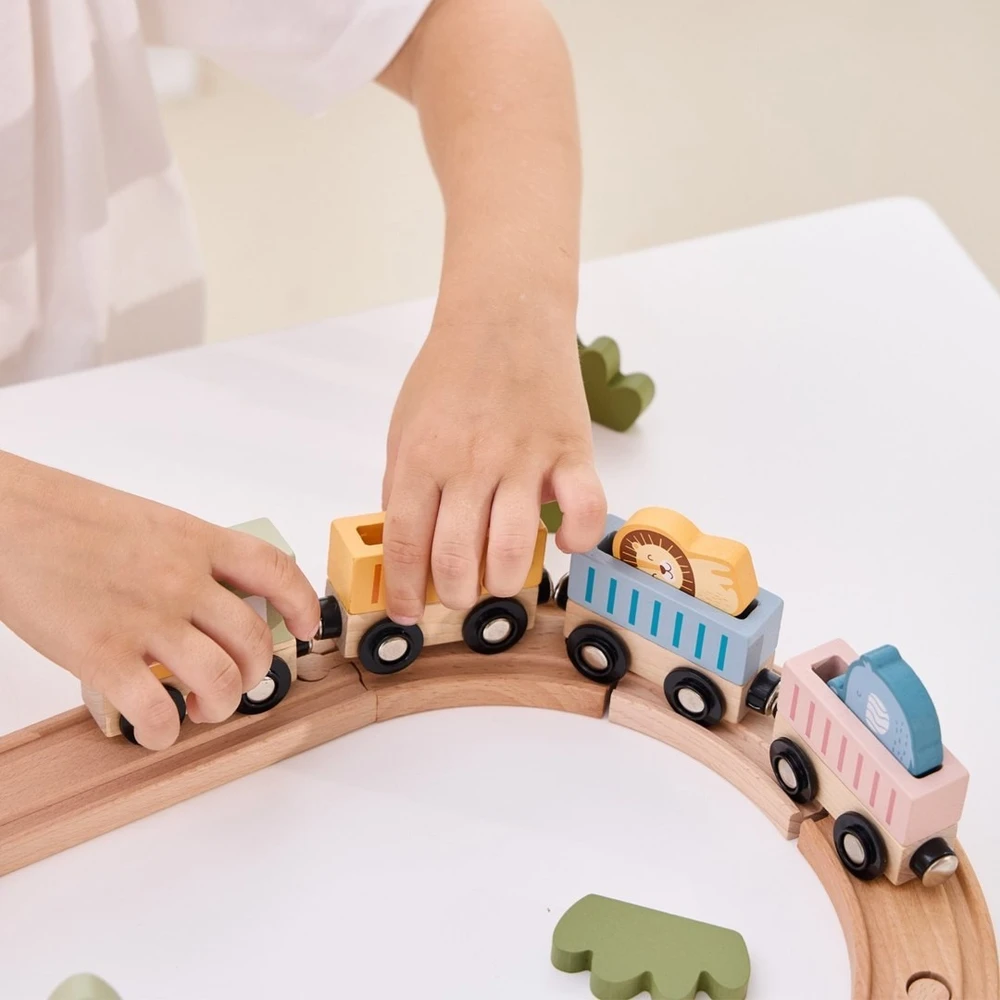 Viga Toys Medinis traukinių rinkinys PolarB, 30 dalių