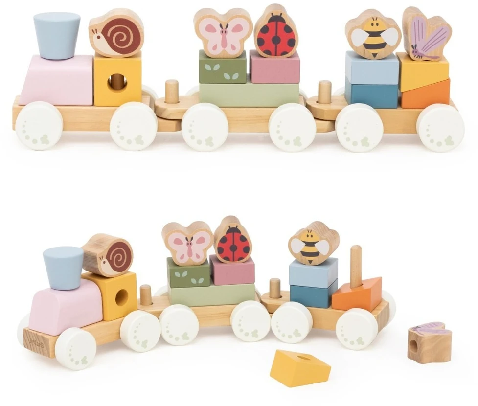 Viga Toys Traukinių rinkinys Viga, medinė konstrukcija