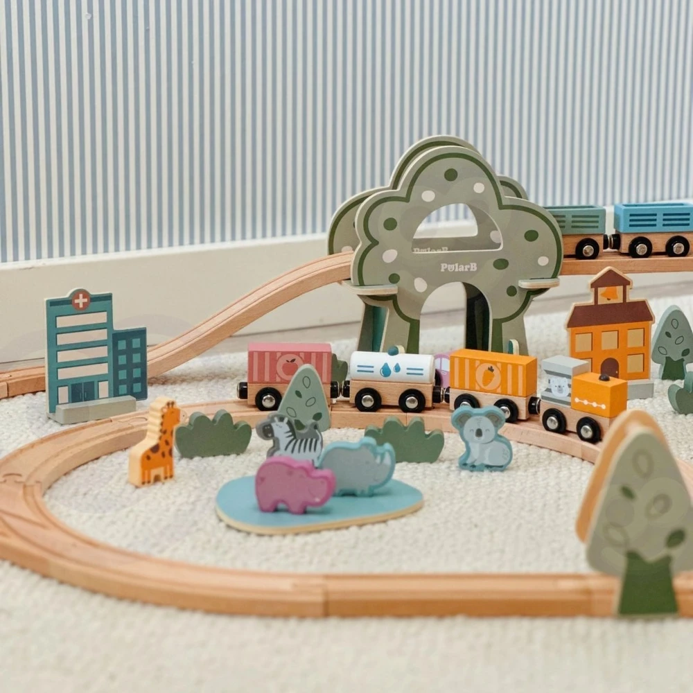 Viga Toys Traukinukų rinkinys VIGA PolarB, 90 elementų