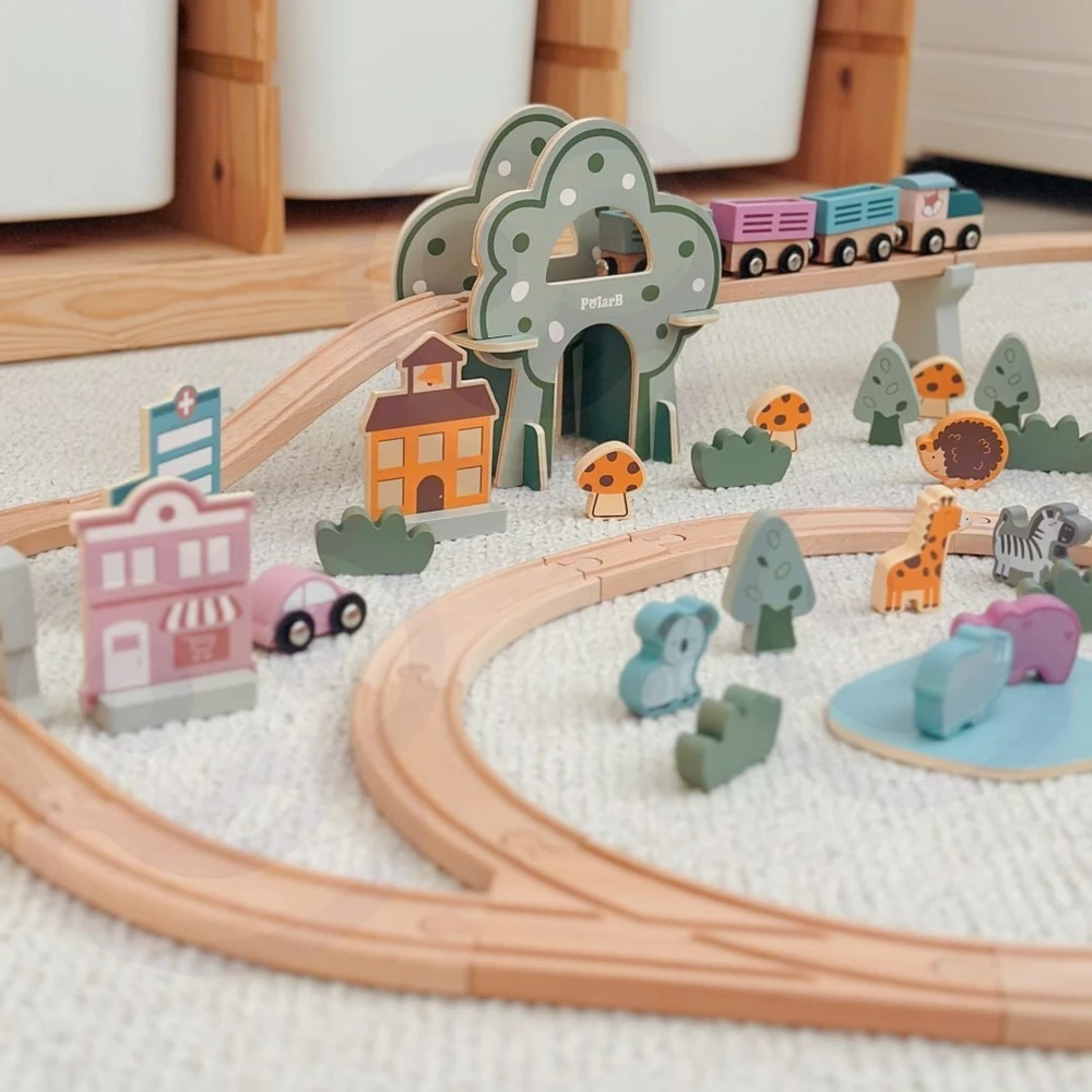 Viga Toys Traukinukų rinkinys VIGA PolarB, 90 elementų