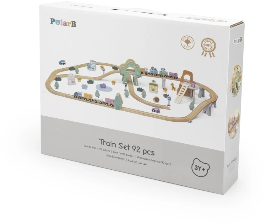 Viga Toys Traukinukų rinkinys VIGA PolarB, 90 elementų