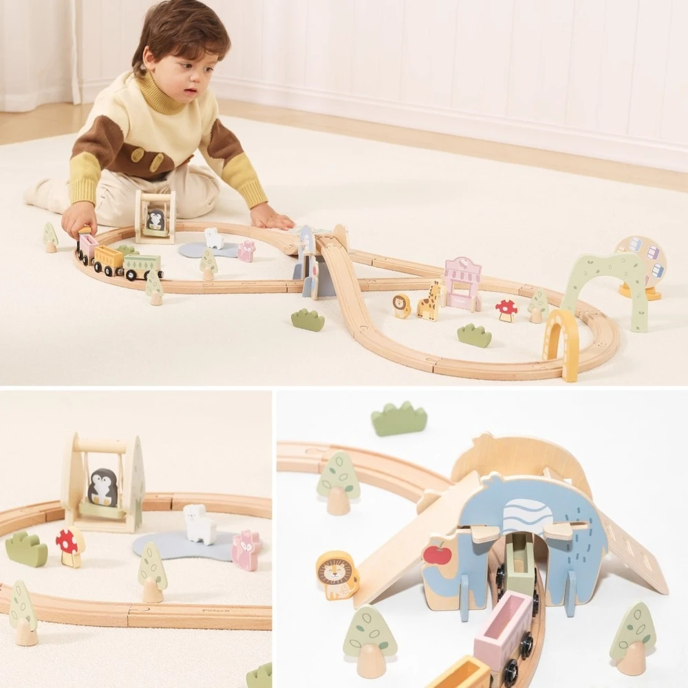 Viga Toys Traukinukų žaislas Viga, 62 detalės