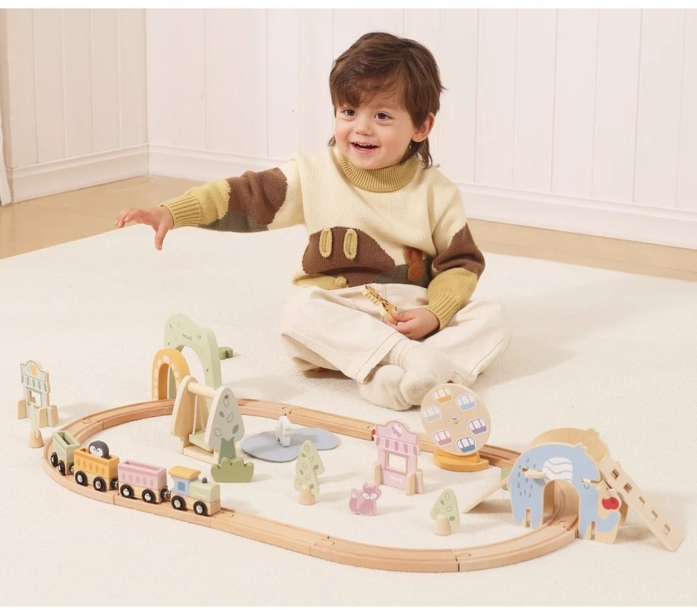 Viga Toys Traukinukų žaislas Viga, 62 detalės