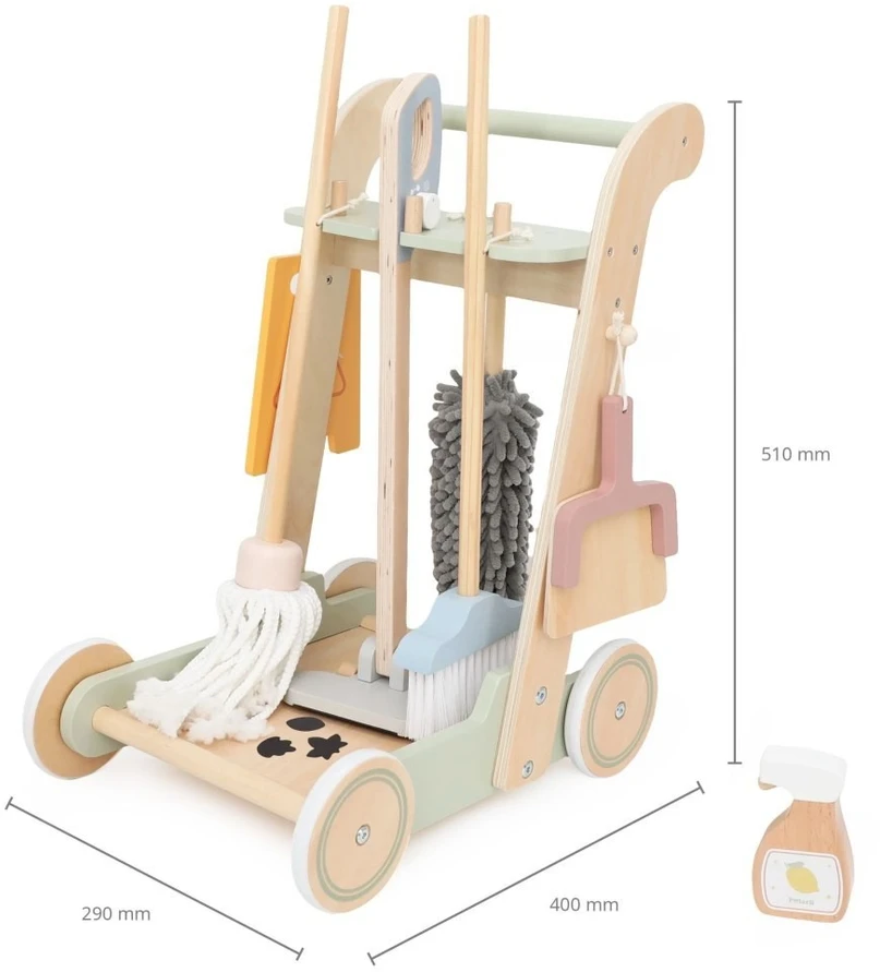 Viga Toys Valymo vežimėlis VIGA, su 10 priedų