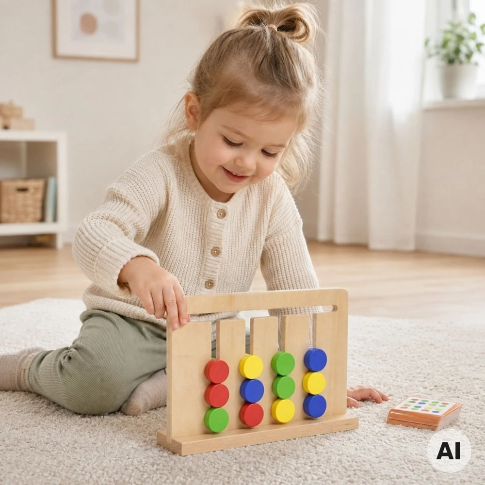 Viga Toys Žaidimas dėlionė VIGA, su dvipusiais kaladėlėmis