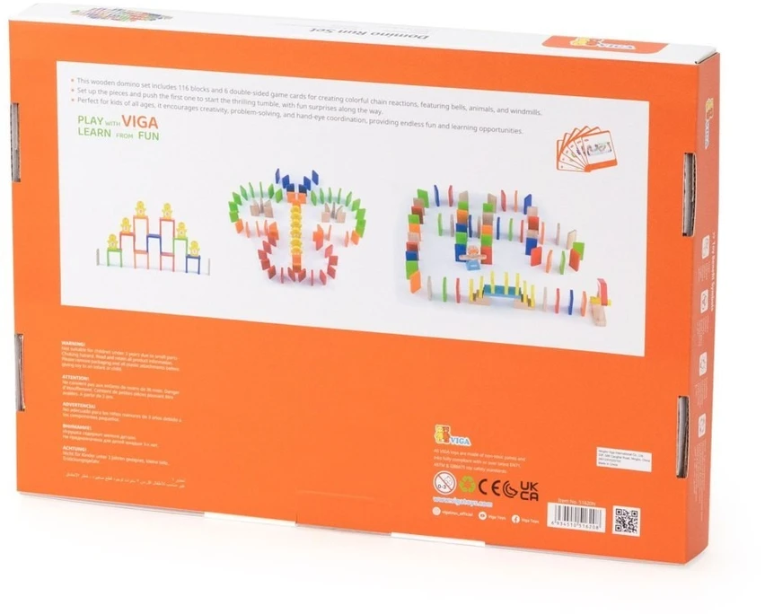 Viga Toys Žaislas domino rinkinys VIGA, 116 medinių kaladėlių