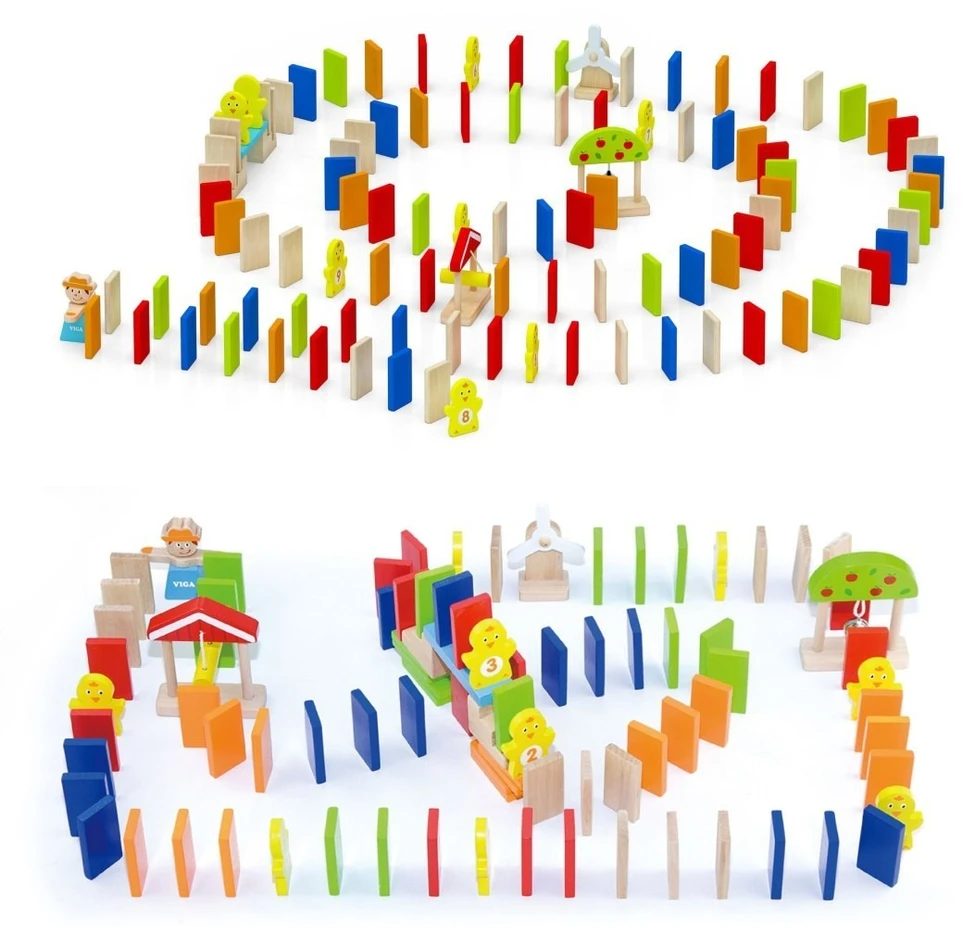 Viga Toys Žaislas domino rinkinys VIGA, 116 medinių kaladėlių