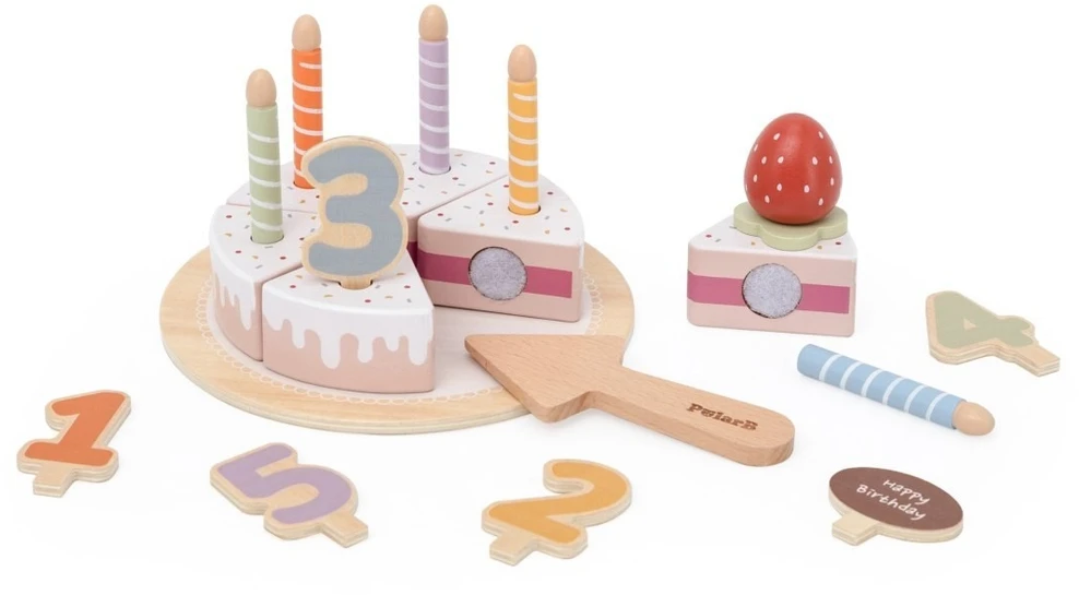 Viga Toys Žaislas gimtadienio tortas Viga, su Velcro tvirtinimu