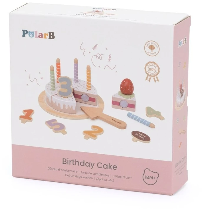 Viga Toys Žaislas gimtadienio tortas Viga, su Velcro tvirtinimu