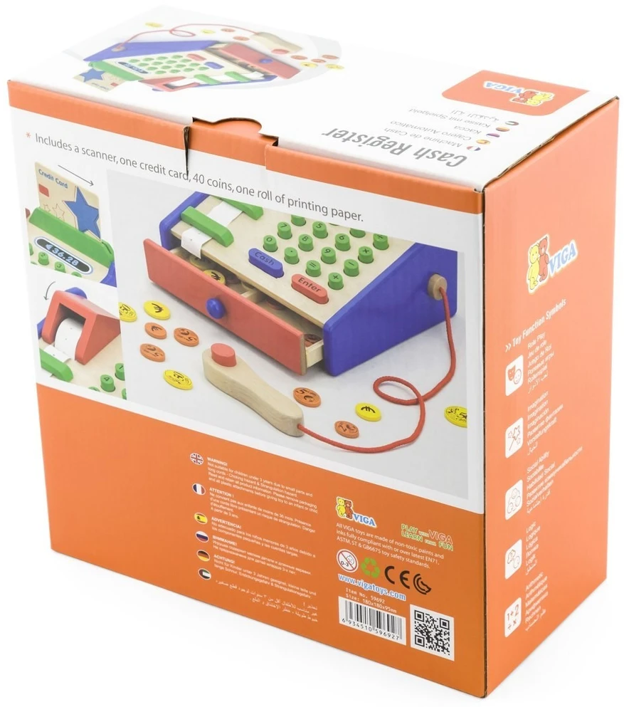 Viga Toys Žaislas kasos aparatas VIGA, buko mediena