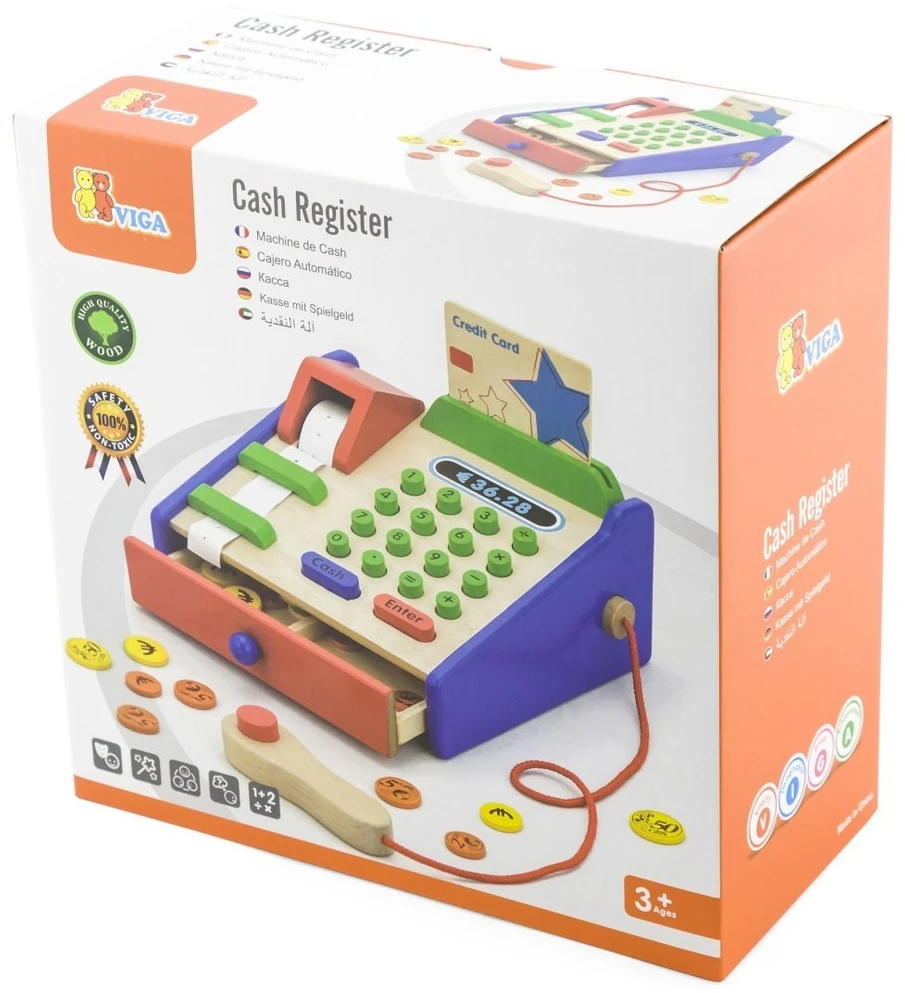 Viga Toys Žaislas kasos aparatas VIGA, buko mediena