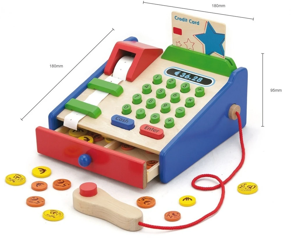 Viga Toys Žaislas kasos aparatas VIGA, buko mediena