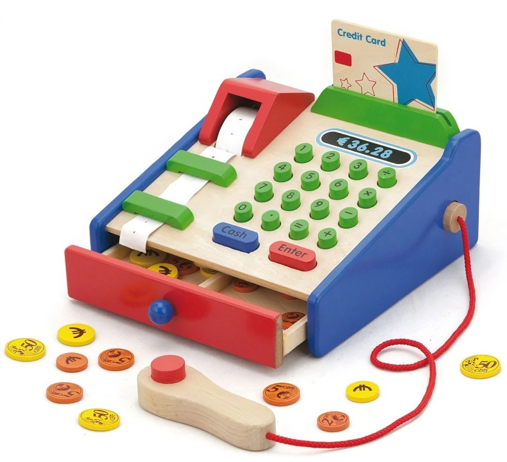 Viga Toys Žaislas kasos aparatas VIGA, buko mediena