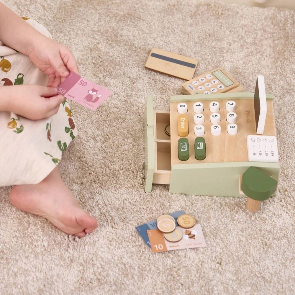 Viga Toys Žaislas kasos aparatas VIGA PolarB, su mokėjimo terminalu