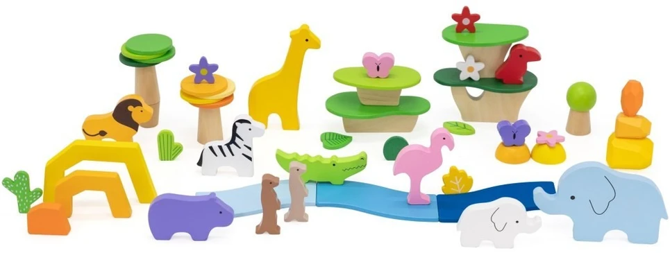 Viga Toys Žaislas konstruktorius VIGA, 55 mediniai elementai