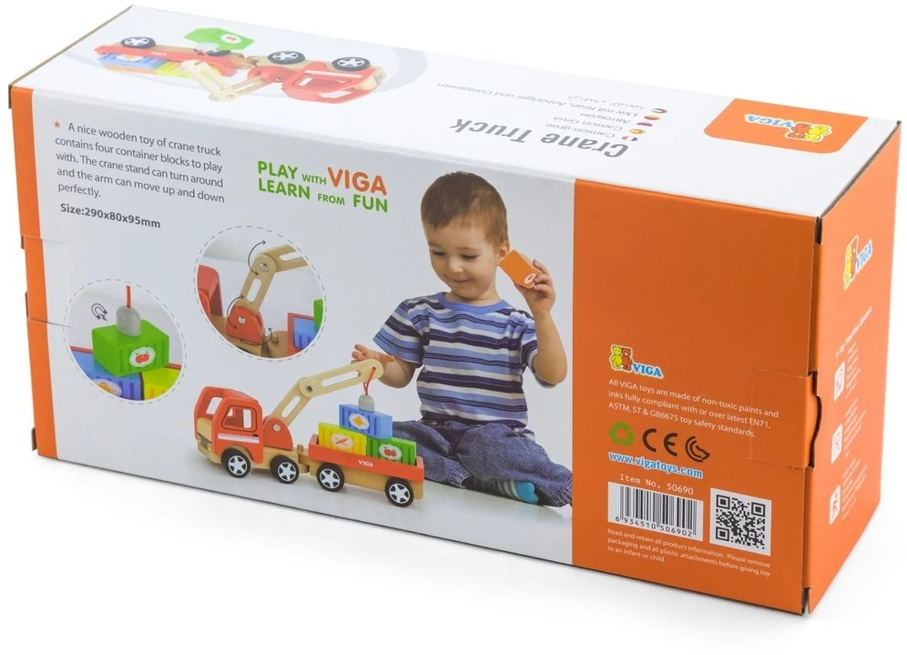 Viga Toys Žaislas kranas Viga, su magnetais