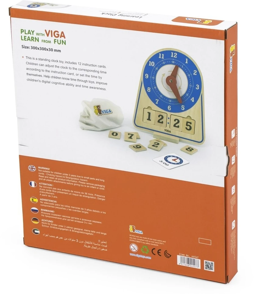 Viga Toys Žaislas laikrodis Viga, judančios rodyklės