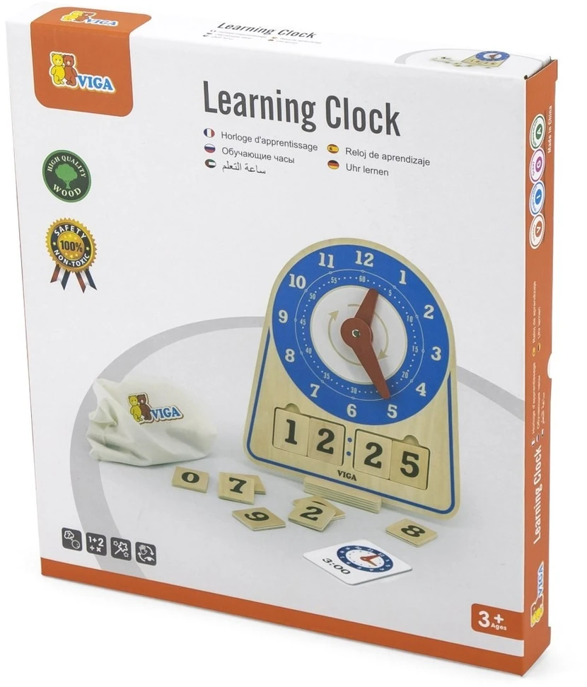 Viga Toys Žaislas laikrodis Viga, judančios rodyklės