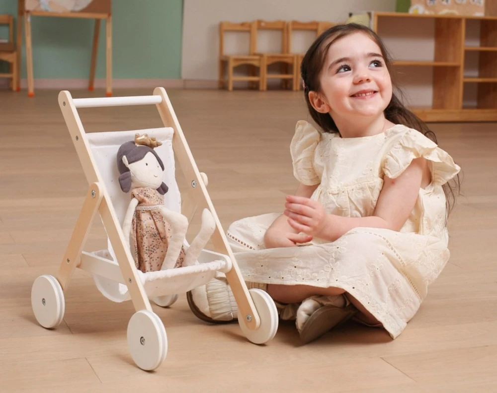 Viga Toys Žaislas lėlių vežimėlis VIGA, guminiai ratukai