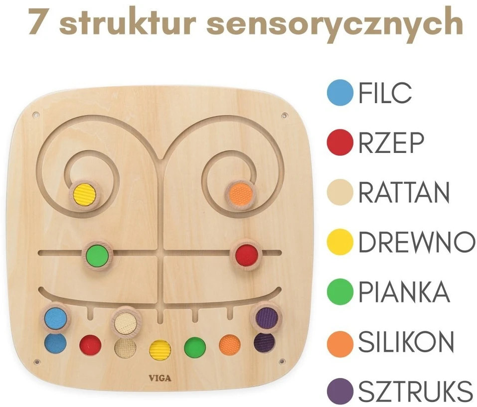 Viga Toys Žaislas plokštė VIGA, 7 tekstūros